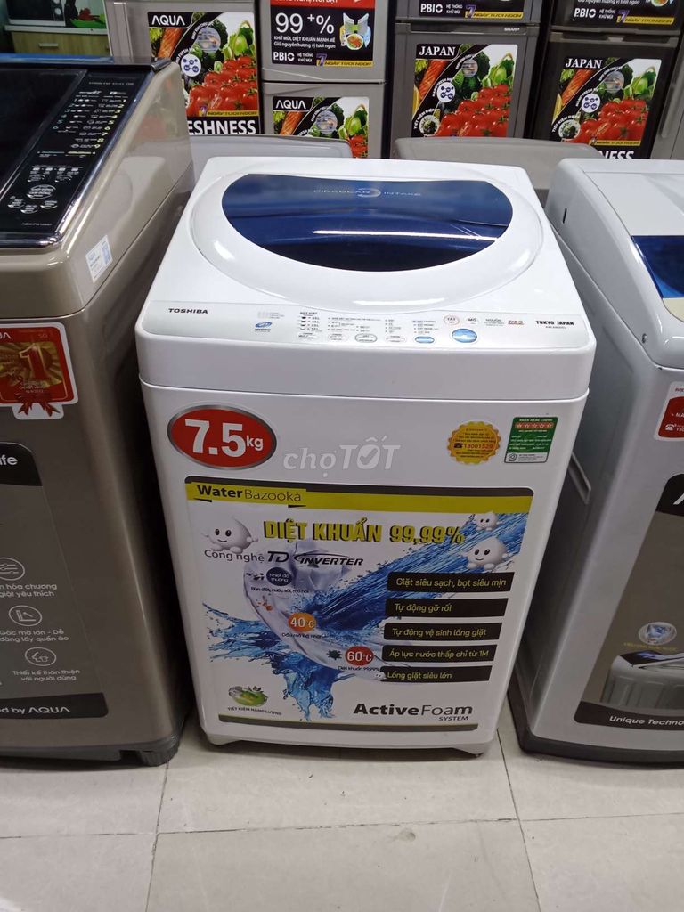 Máy giặt Toshiba 7.5kg Inverter cũ Trắng. Mua bán Máy giặt tại Huyện Long Thành Đồng Nai được đăng bởi Điện Máy Thanh Lý hình 1