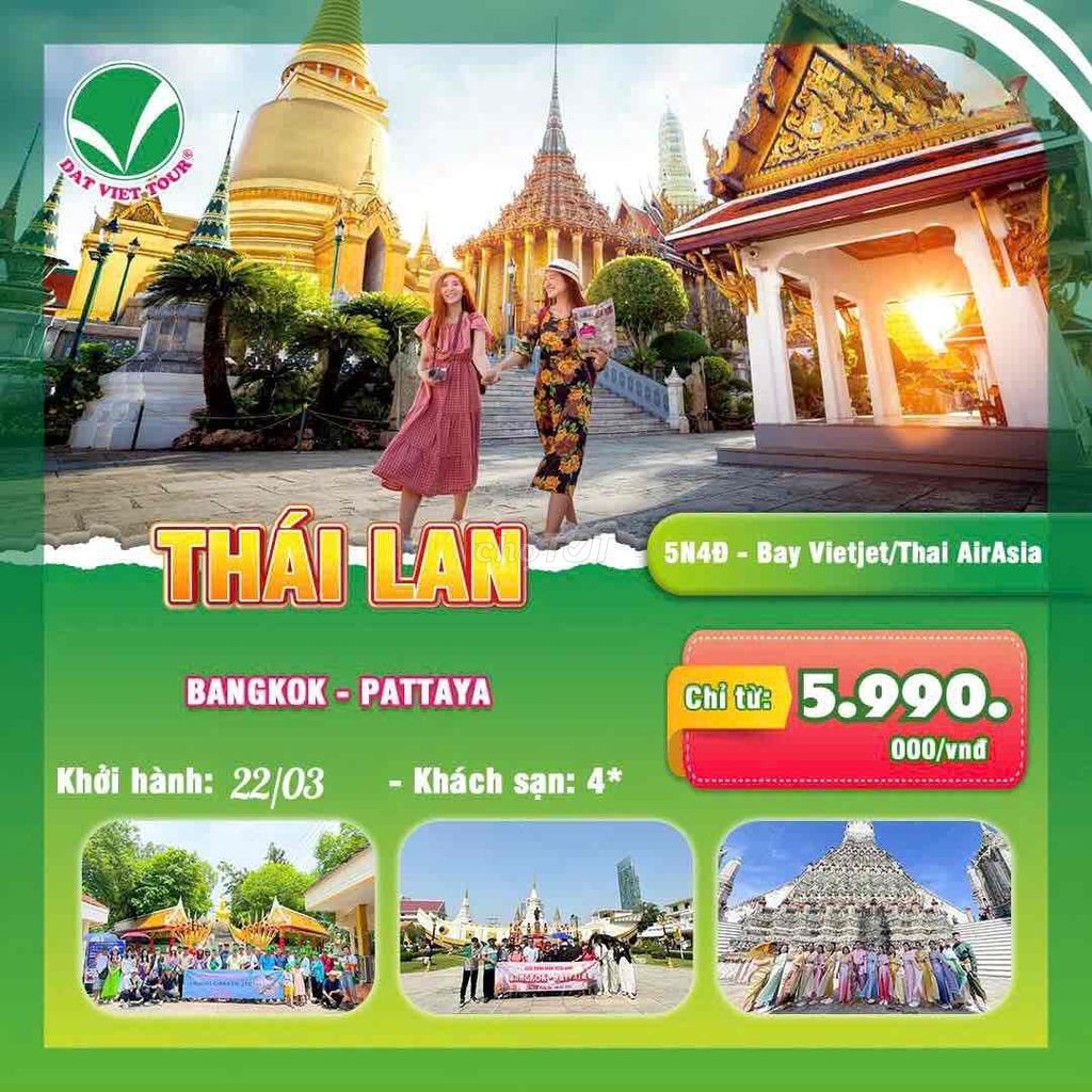 TOUR THÁI LAN: BANGKOK-PATTAYA 5N4D