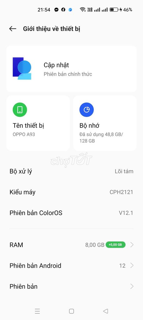 OPPO A93 8GB/128GB. Mua bán Điện thoại tại Huyện Đồng Phú Bình Phước được đăng bởi Đăng Chiến hình 1