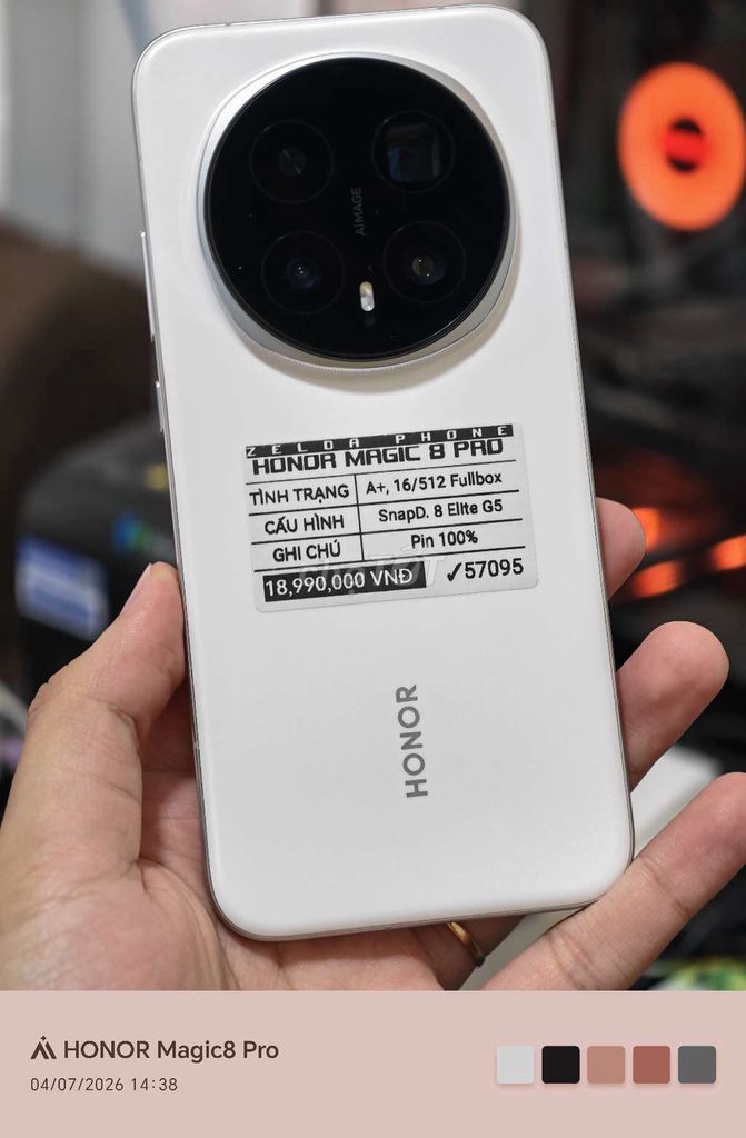 Honor Magic 8 Pro 16GB/512GB Trắng Đã sử dụng. Mua bán Điện thoại tại Quận Ninh Kiều Cần Thơ được đăng bởi Zelda Phone hình 1