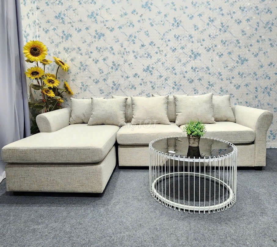 Sofa góc L VẢI XÁM TRẮNG (Hàng MỚI 100%)