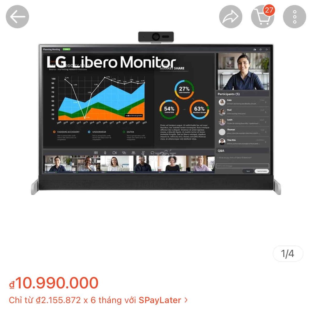 LG QHD Libero 27 inch fullbox còn bảo hành dài