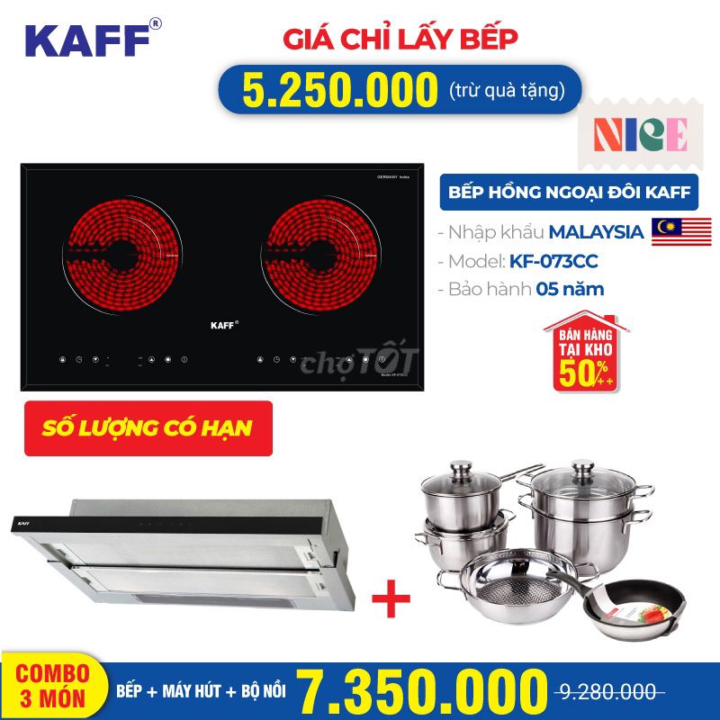 Bếp từ đôi hồng ngoại KAFF KF-073CC (BH 5 năm)