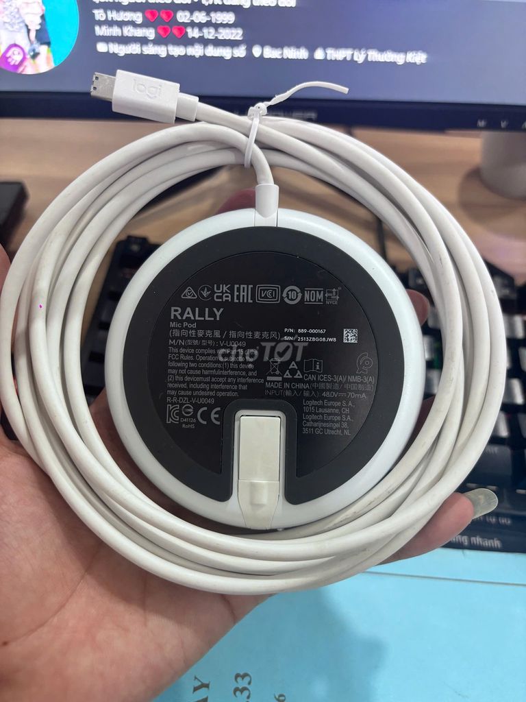 Microphone Logitech Rally Mic Pod Trắng. Mua bán Tivi, Âm thanh tại Thành phố Bắc Ninh Bắc Ninh được đăng bởi Điển hình 1
