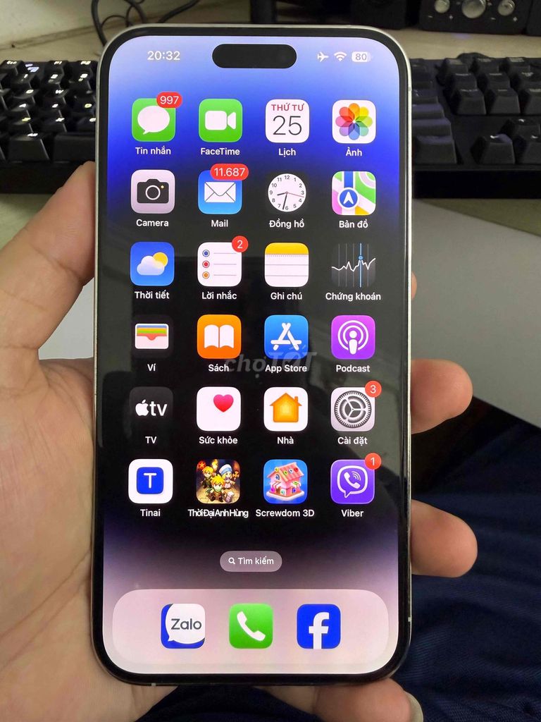 Apple iPhone 14 Pro Max ios 17 256GB Bạc. Mua bán Điện thoại tại Huyện Thanh Trì Hà Nội được đăng bởi Mạnh Hùng hình 1