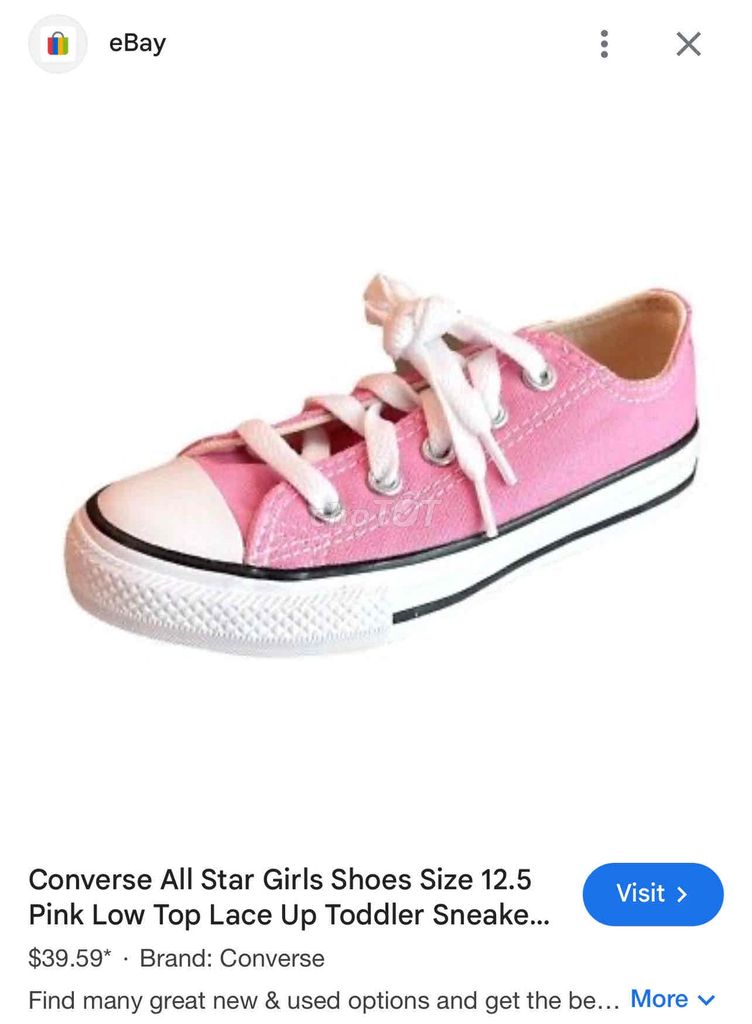 Giày Converse hồng bé gái auth Mỹ size 35 chân22cm