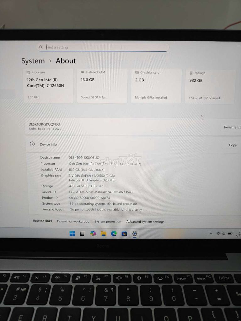 Xiaomi Redmi Book Pro 14 2022 i7-1265H 16GB/1TB. Mua bán Laptop tại Quận Ngũ Hành Sơn Đà Nẵng được đăng bởi khánh nguyen hình 1