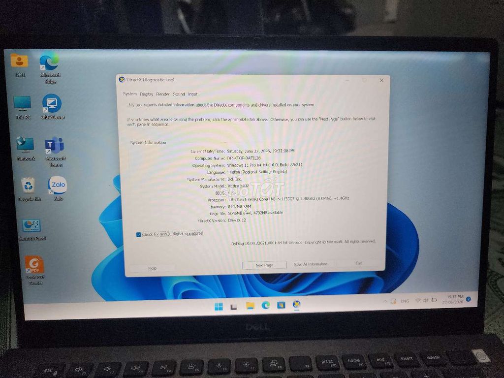 Dell Vostro 5402 i5 Gen 11 14 inch 8GB/256GB. Mua bán Laptop tại Quận Bình Thuỷ Cần Thơ được đăng bởi Mỹ Nhiên hình 1