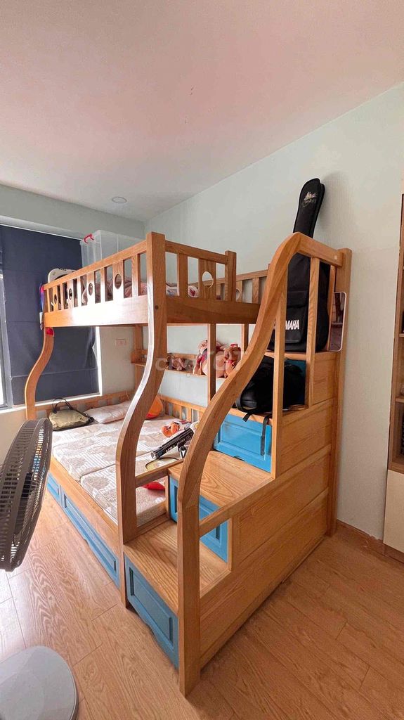 Giường tầng Gỗ sồi Nga Vàng gỗ, Xanh 1m2 x 2m4. Mua bán Giường, chăn ga gối nệm tại Quận Long Biên Hà Nội được đăng bởi Mai hình 1