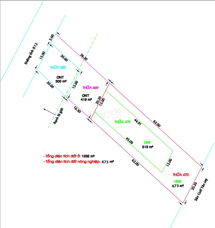 Bán đất mặt tiền TL 822, sát cổng sân gôn Tân Mỹ