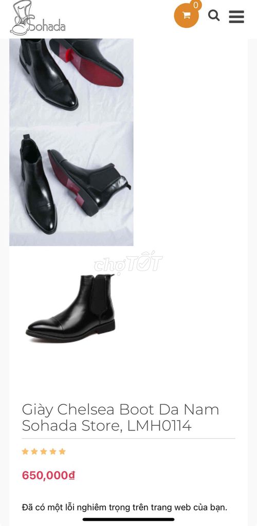 Giày Chelsea Boot Sohada LMH0114 Nam Da Đen Size 4. Mua bán Giày dép tại Quận Thanh Khê Đà Nẵng được đăng bởi Lee hình 1
