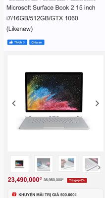 Surface Book 2 15in 4K Touch i7 16 512 GTX 1060