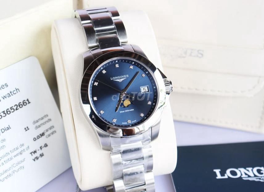 Longines Conquest Nữ-Mặt xanh Blue, Lịch Moonphase