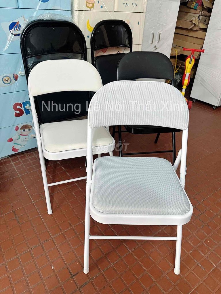 Ghế xếp văn phòng Thép da lưới Đen trắng. Mua bán Đồ dùng văn phòng tại Quận Sơn Trà Đà Nẵng được đăng bởi Nội Thất Xinh hình 1
