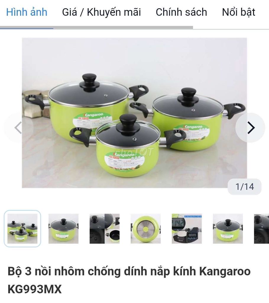 Bộ 3 Nồi Kangaroo 16cm 20cm 24cm. Mua bán Dụng cụ nhà bếp tại Quận Tân Bình Tp Hồ Chí Minh được đăng bởi A Gạo  hình 1