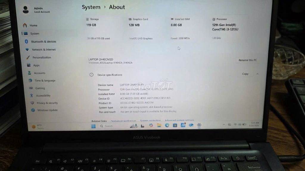 Laptop ASUS Vivobook 14 i3-1215 8GB/128gb, như mới. Mua bán Laptop tại Quận Hoàn Kiếm Hà Nội được đăng bởi Vien Thong hình 1