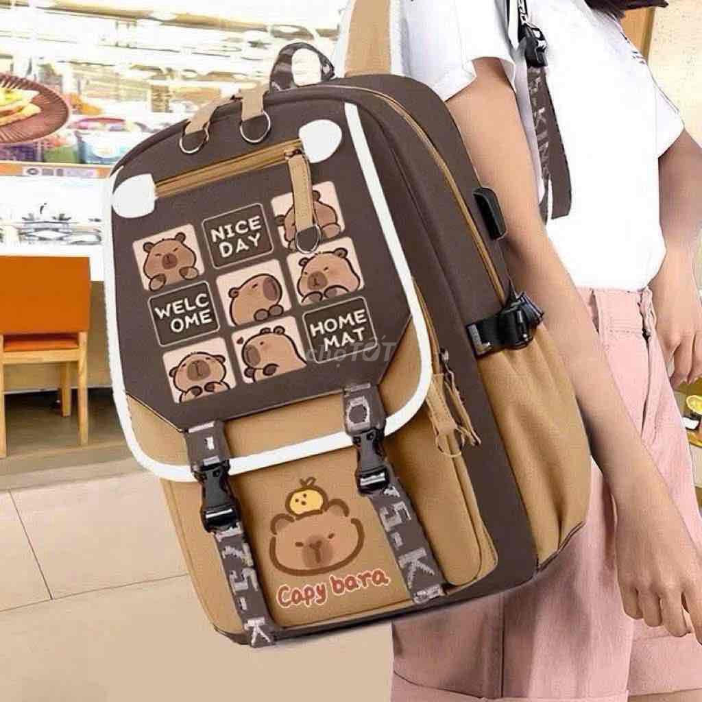 Balo Vải Capybara Nâu Hồng Unisex. Mua bán Túi xách tại Thành phố Huế Thừa Thiên Huế được đăng bởi gia dụng Huế hình 1
