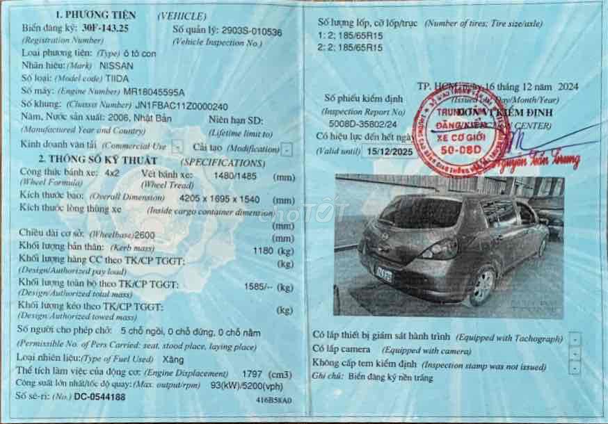 Nissan Tiida 2006 - 143200 km. Mua bán Ô tô tại Quận Tân Bình Tp Hồ Chí Minh được đăng bởi NGUYỄN THANH SƠN hình 1