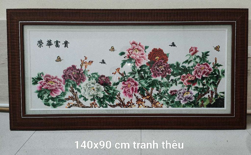 Tranh thêu Hoa mẫu đơn 140x90 cm. Mua bán Cây cảnh, đồ trang trí tại Quận Cầu Giấy Hà Nội được đăng bởi Vuongtieuhai hình 1