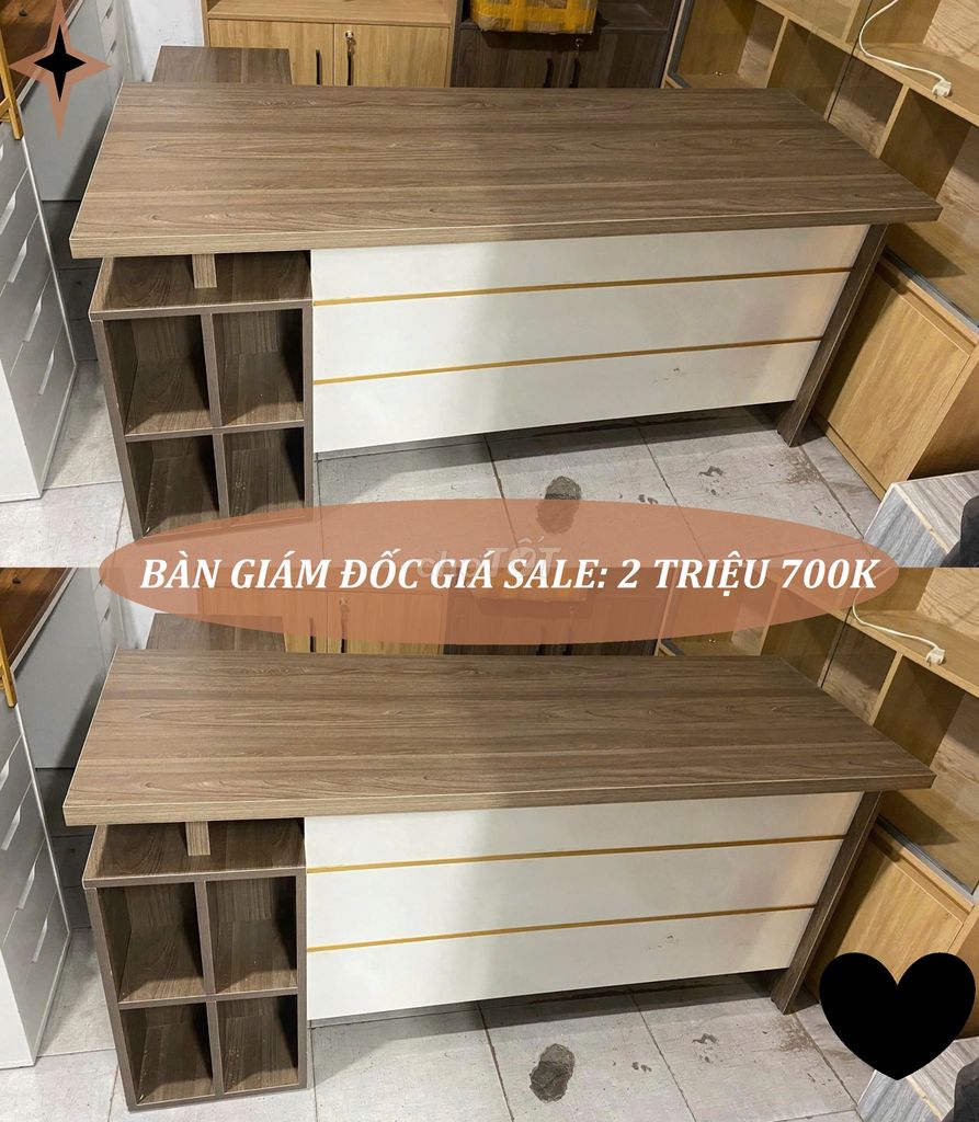 BÀN CHỮ L & BÀN GIÁM ĐỐC 60 X 160 ( VÁN MDF )