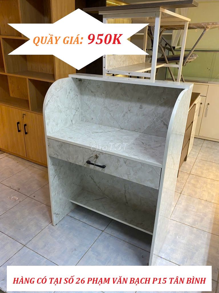 BÀN QUẦY SHOP 40 X 80 MÀU VÂN ĐÁ 1 NGĂN HỘC KÉO