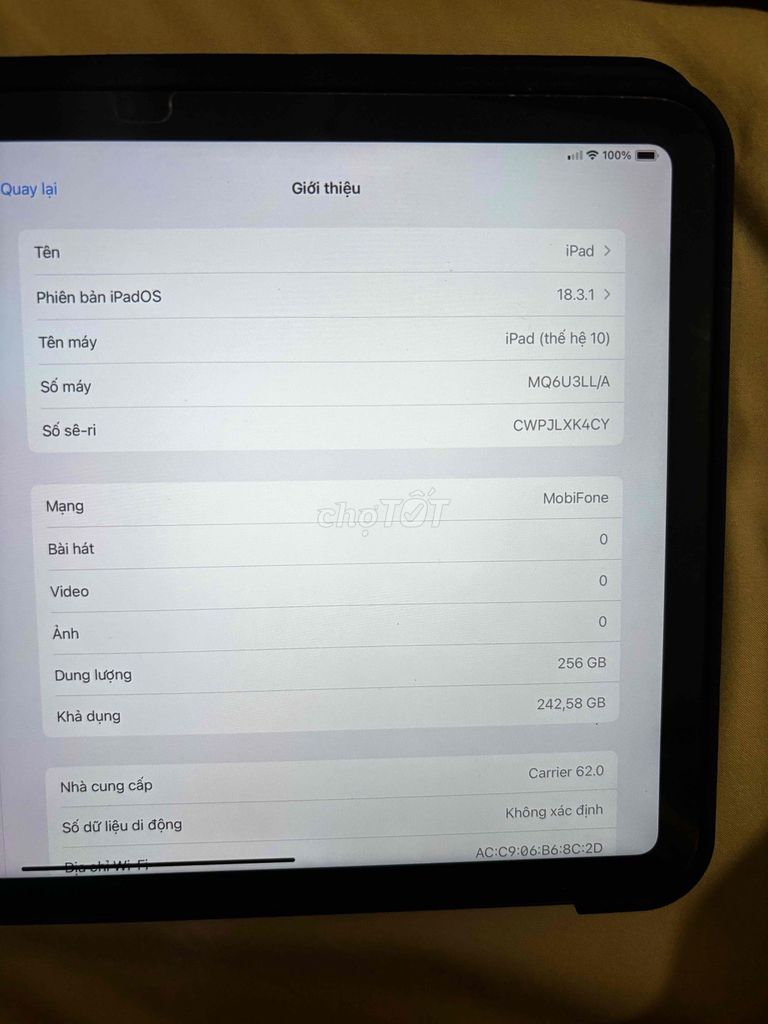 Apple iPad Gen 10 256GB 5G MobiFone. Mua bán Máy tính bảng tại Quận 1 Tp Hồ Chí Minh được đăng bởi Nguyễn Văn Tèo hình 1