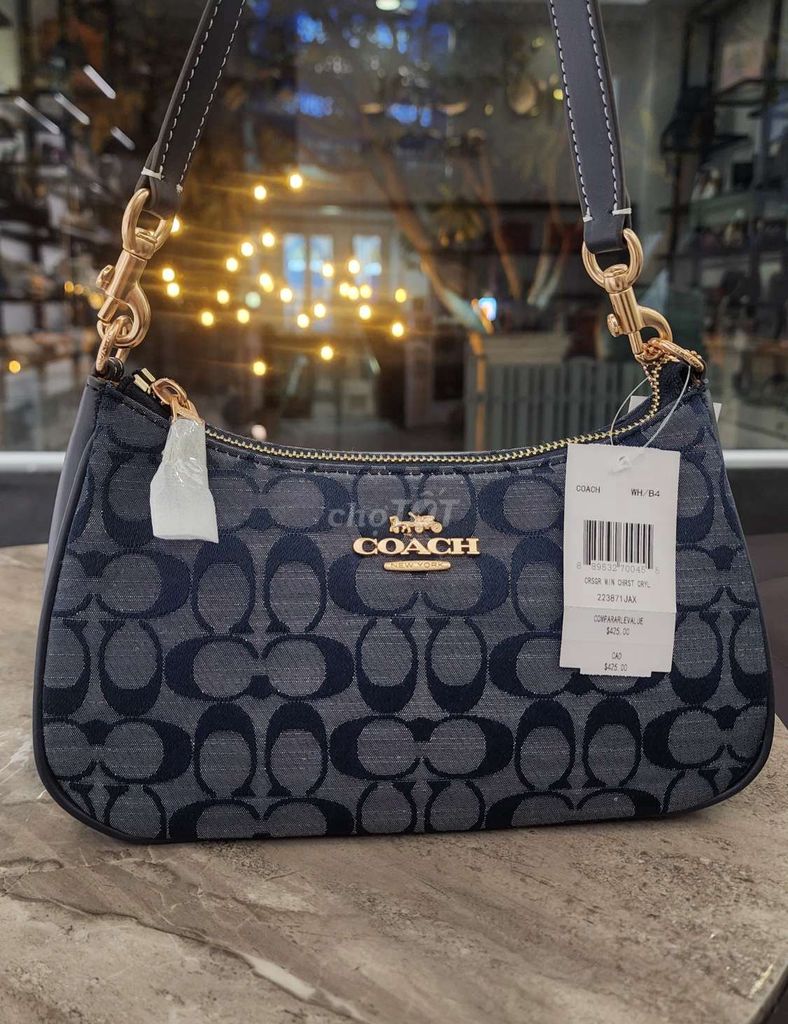 Túi coach xanh jean đậm teri