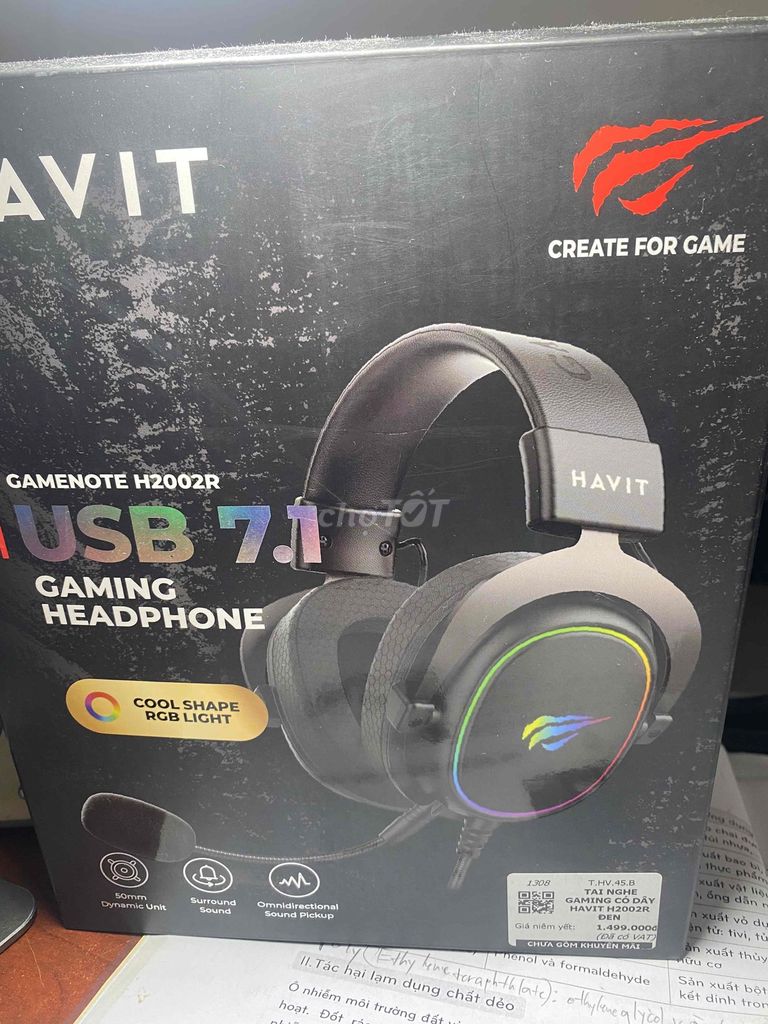 Tai nghe gaming Havit H2002R Đen Like new. Mua bán Tivi, Âm thanh tại Quận 7 Tp Hồ Chí Minh được đăng bởi Long Hoàng hình 1