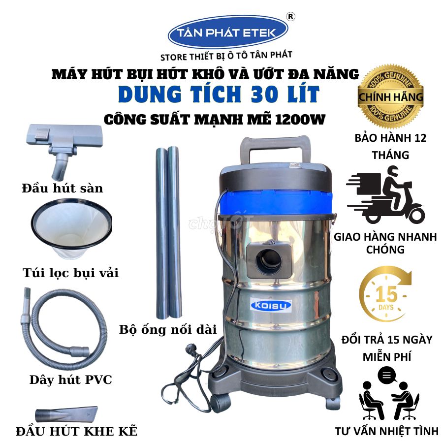 MÁY HÚT BỤI KHÔ ƯỚT GIA ĐÌNH, Ô TÔ - 30L - 1200W