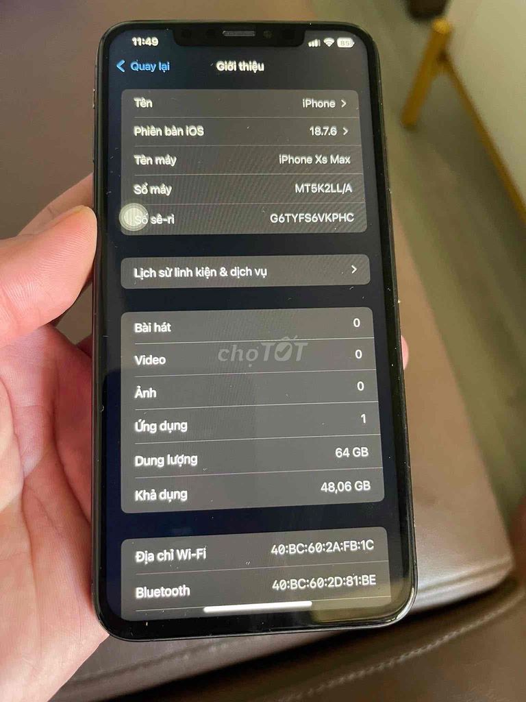 Apple iPhone Xs Max 64GB Đen. Mua bán Điện thoại tại Thành phố Buôn Ma Thuột Đắk Lắk được đăng bởi Trường GianG hình 1