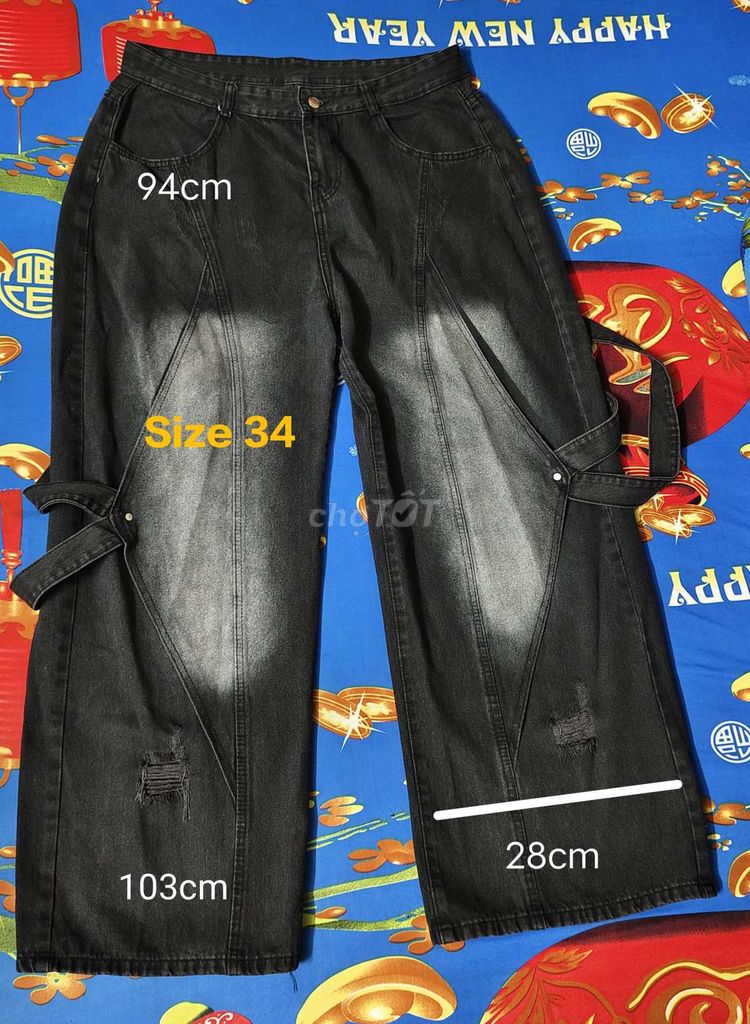 Quần jean nữ đen ống rộng size 34. Mua bán Quần áo tại Quận 8 Tp Hồ Chí Minh được đăng bởi Tùng Nguyên  hình 1