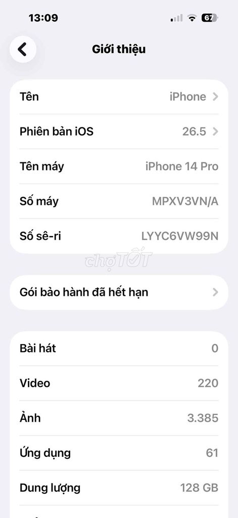 iPhone 14 Pro mã VN. Mua bán Điện thoại tại Huyện Dầu Tiếng Bình Dương được đăng bởi Hải Trung Kim  hình 1