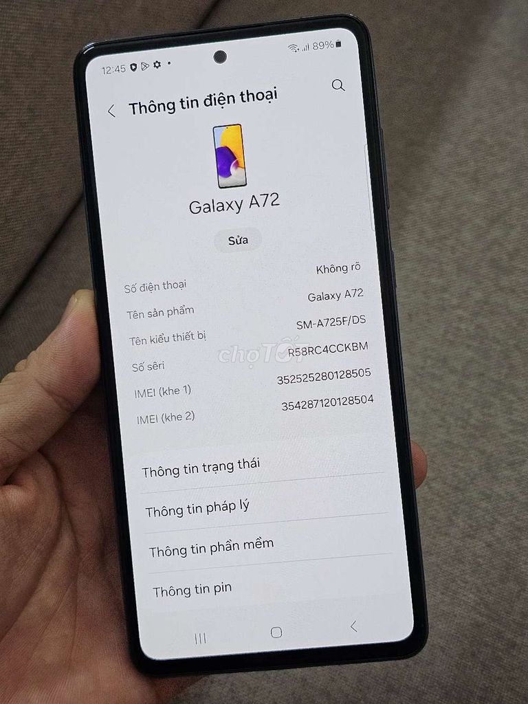 Galaxy A72 8/256G, 2sim. màn zin, mượt, khỏe. Mua bán Điện thoại tại Quận Thanh Xuân Hà Nội được đăng bởi Nam hình 1
