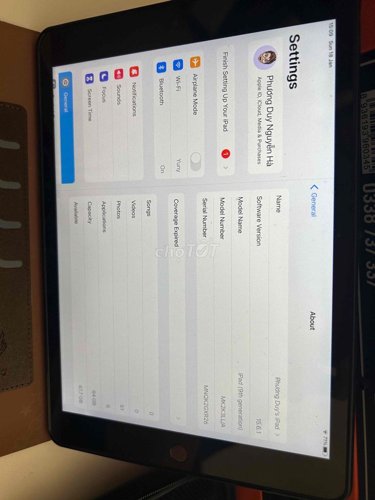 Apple iPad Gen 9 64GB Xám. Mua bán Máy tính bảng tại Huyện Long Thành Đồng Nai được đăng bởi Duy Nguyễn hình 1