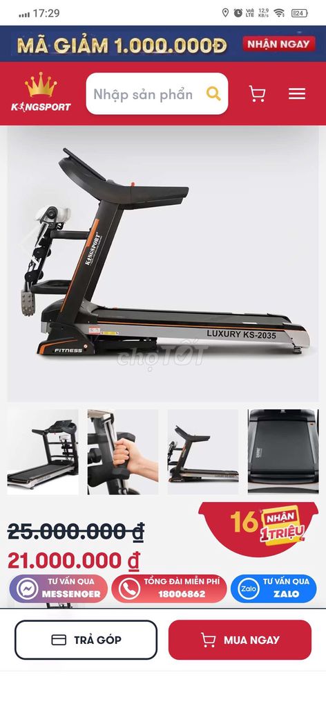 Máy chạy bộ Kingsport KS-2035 Đen