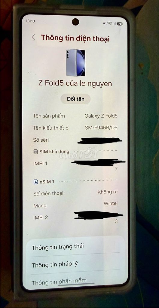 Samsung Z Fold5 Đã sử dụng. Mua bán Điện thoại tại Quận Gò Vấp Tp Hồ Chí Minh được đăng bởi Vinh hình 1