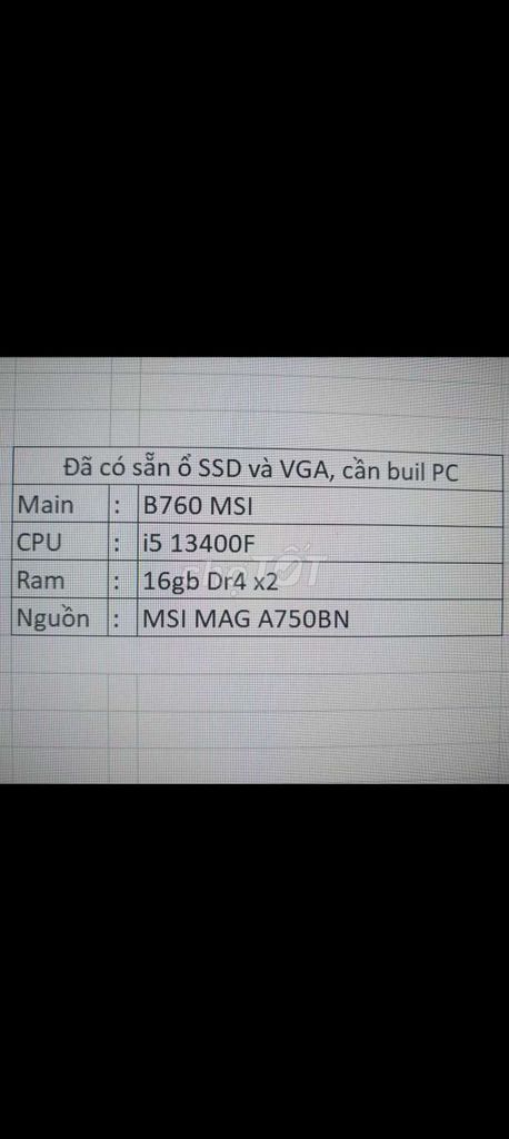 MSI B760 i5 13400F 32GB DDR4. Mua bán Máy tính để bàn tại Thành phố Nam Định Nam Định được đăng bởi Trung Nguyên hình 1