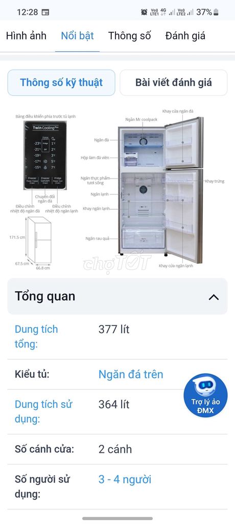 Tủ Lạnh samsung 364 lít gđ đang dùng