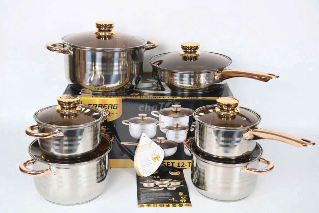 Bộ nồi EBBERG Inox Đáy 5 lớp Bạc. Mua bán Dụng cụ nhà bếp tại Thành phố Rạch Giá Kiên Giang được đăng bởi NHÃ ĐAN KG hình 1
