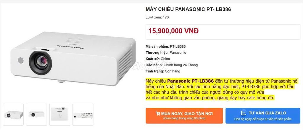 Máy chiếu Panasonic PT-LB386. Mua bán Đồ dùng văn phòng tại Quận Hải Châu Đà Nẵng được đăng bởi nam hình 1