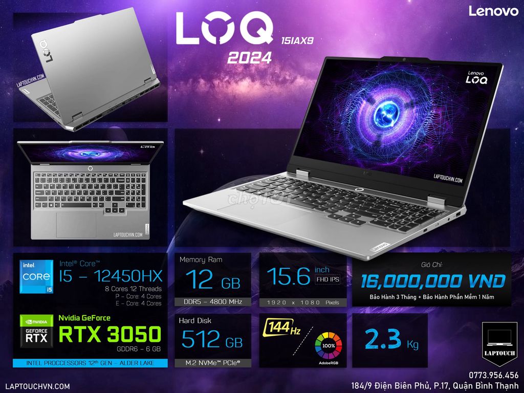Lenovo Gaming LOQ 2024 15IAX9. Mua bán Laptop tại Quận Bình Thạnh Tp Hồ Chí Minh được đăng bởi Cửa Hàng Máy Tính Laptouch VN hình 1