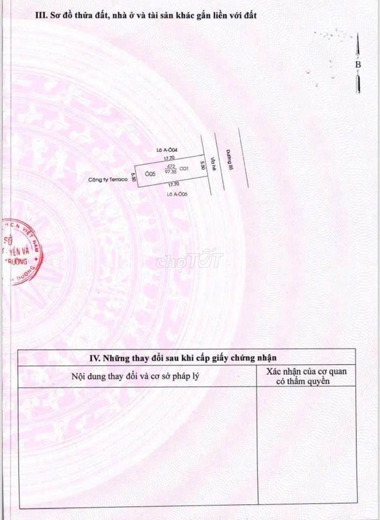 Bán đất TĐC Phú Hòa 2, Bình Dương