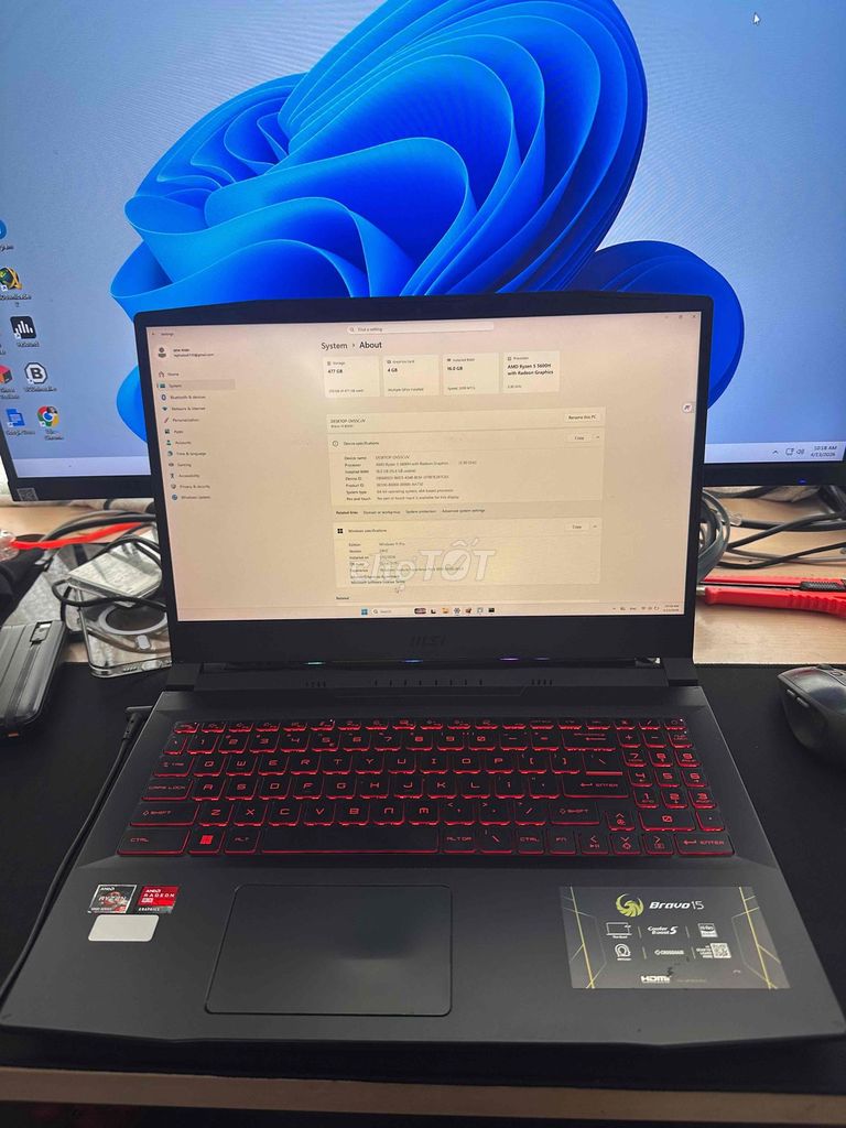 MSI Bravo 15 AMD R5 5600H 15.6 inch 16GB/512GB. Mua bán Laptop tại Quận Bình Tân Tp Hồ Chí Minh được đăng bởi Nguyên Lê hình 1