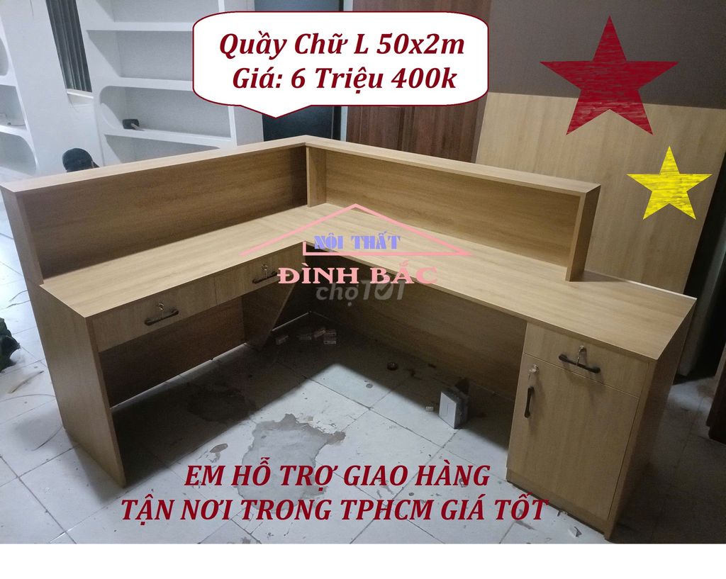 TỦ QUẦY LỄ TÂN CHỮ L D200 ( NHẬN ĐÓNG YÊU CẦU ). Mua bán Tủ, kệ gia đình tại Quận Gò Vấp Tp Hồ Chí Minh được đăng bởi  BÀN GHẾ VĂN PHÒNG VÀ TỦ TRƯNG BÀY SHOP hình 1