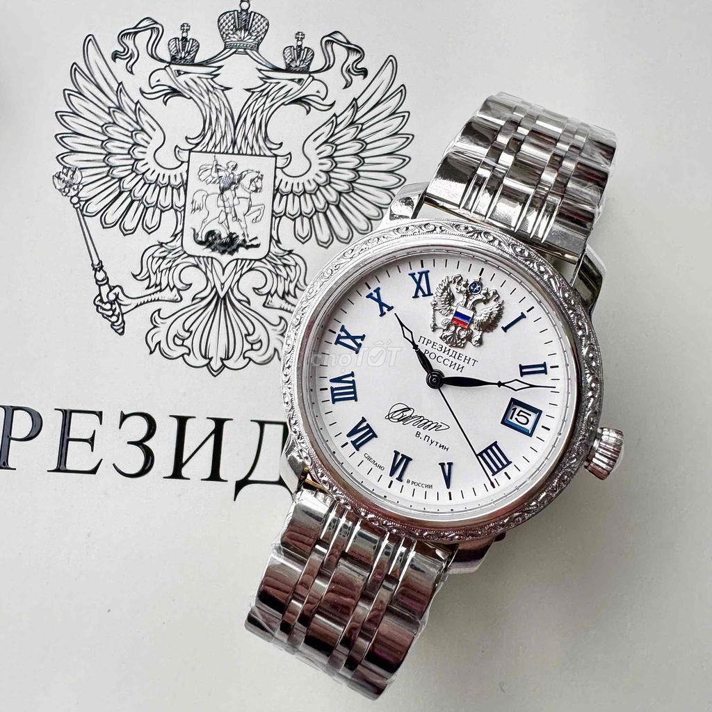 Poljot President 38mm bạc Nga nguyên khối