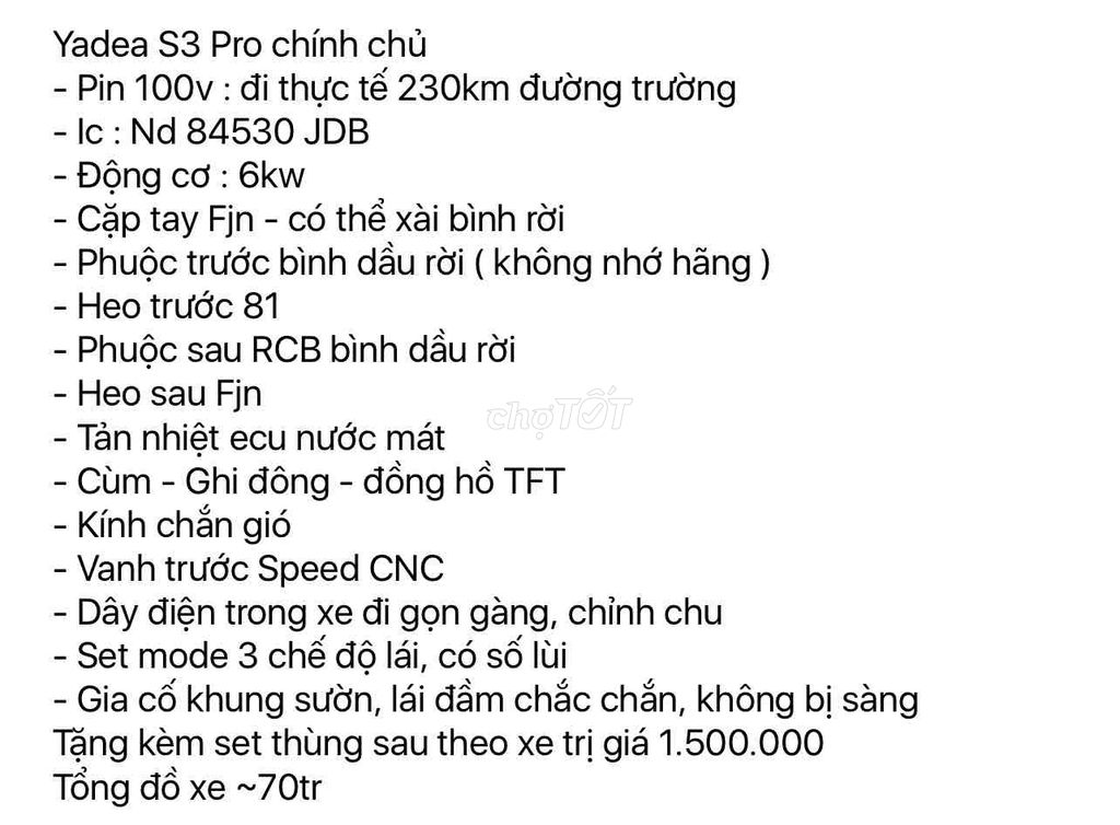 Xe máy điện Yadea S3 Pro Trắng. Mua bán Xe điện tại Quận Phú Nhuận Tp Hồ Chí Minh được đăng bởi Võ Vĩnh Khang hình 3