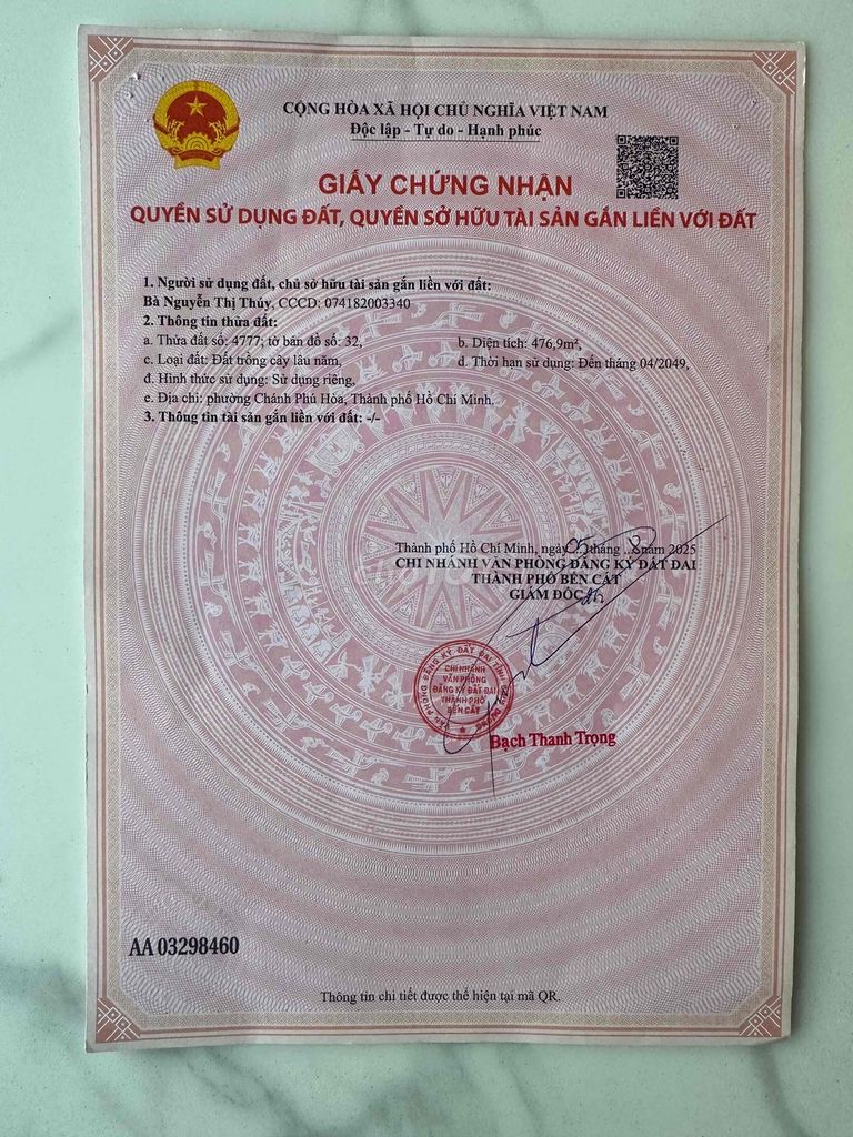 Đất nền Phường Chánh Phú Hoà, TP HCM gần chợ Chánh Lưu