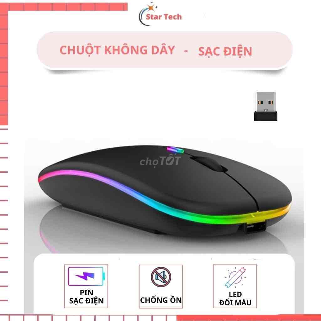 Chuột không dây A2 đèn Led đổi màu dùng Pin sạc