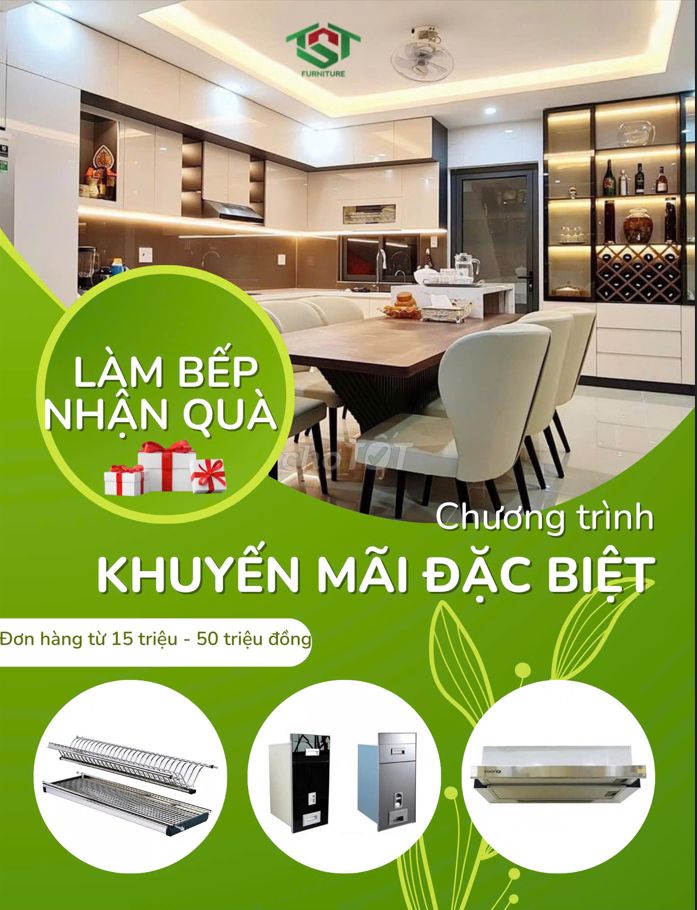 Thi công tủ bếp nhận ngay quà tặng