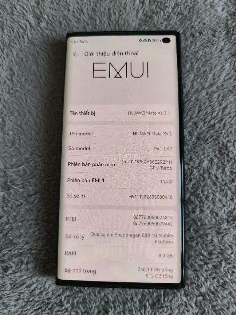 Huawei Mate Xs2 512GB Quốc Tế bản 2 sim vật lý. Mua bán Điện thoại tại Quận Bình Tân Tp Hồ Chí Minh được đăng bởi Kuro hình 1